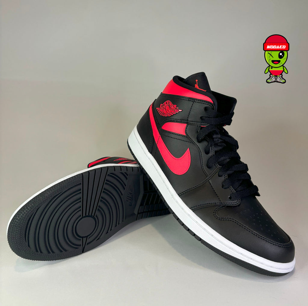 Womens Jordan 1 Mid Black Siren Red